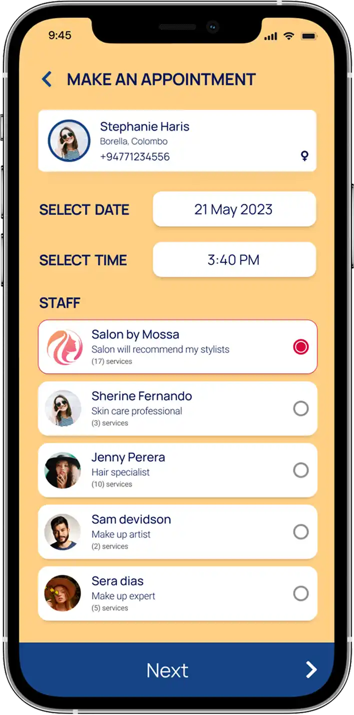 GLOWAPP: Make an appointment